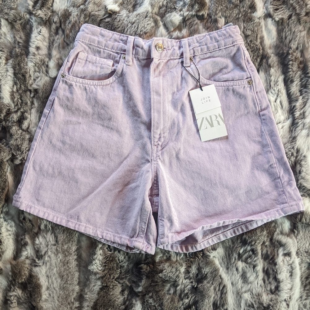 COPY - NWT High Waisted Mauve Zara Denim Shorts
